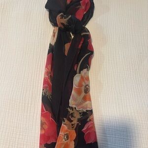 Salvatore Ferragamo Navy and Red Floral Scarf